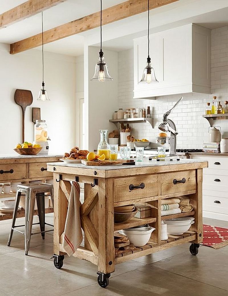 Кухонный остров на колесиках в стиле Прованс для кухни