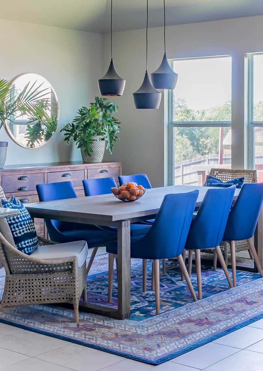 Синий стол на кухню (61 фото)