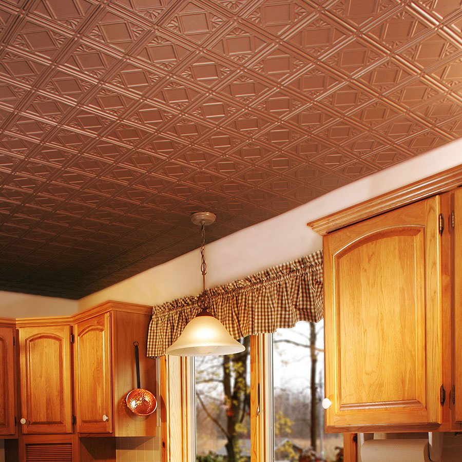 Плиточный потолок на кухне