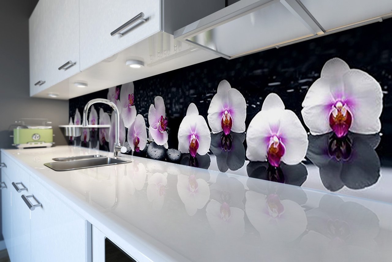 Фартук орхидея. Фартук для кухни «Орхидея». Кухонный фартук орхидеи. Скинали для кухни с орхидеями. Кухня Орхидея.