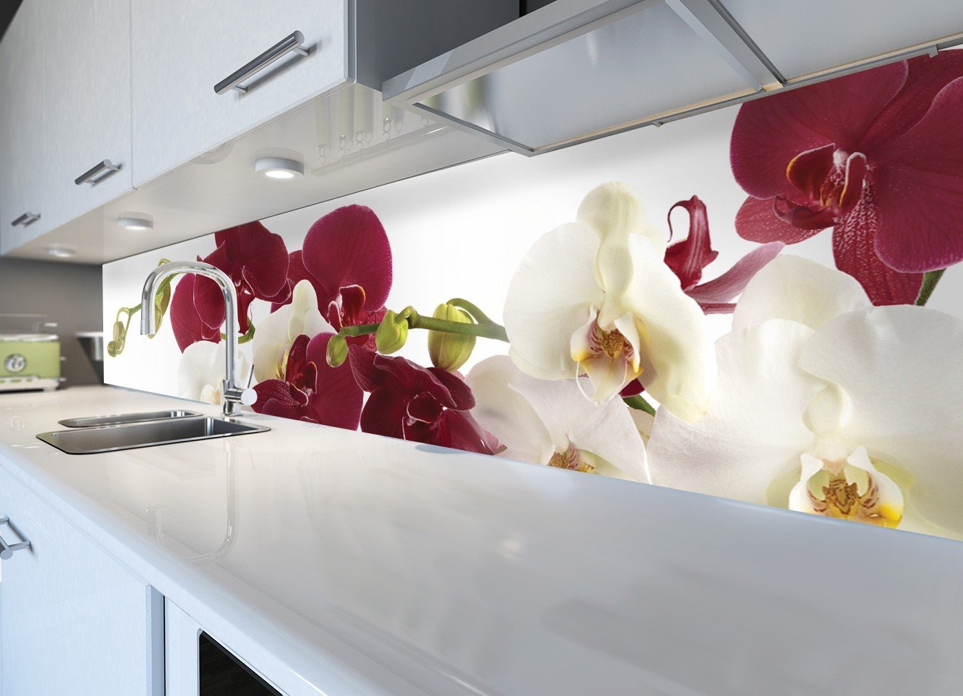Фартук орхидея. Кухонный фартук АБС Орхидея белая (600*3000*1,5мм) Европа. Кухонный фартук ПВХ Орхидея (600*3000*1,5мм). Фартук для кухни «Орхидея». Фартук кухонный с орхидеями на кухню.