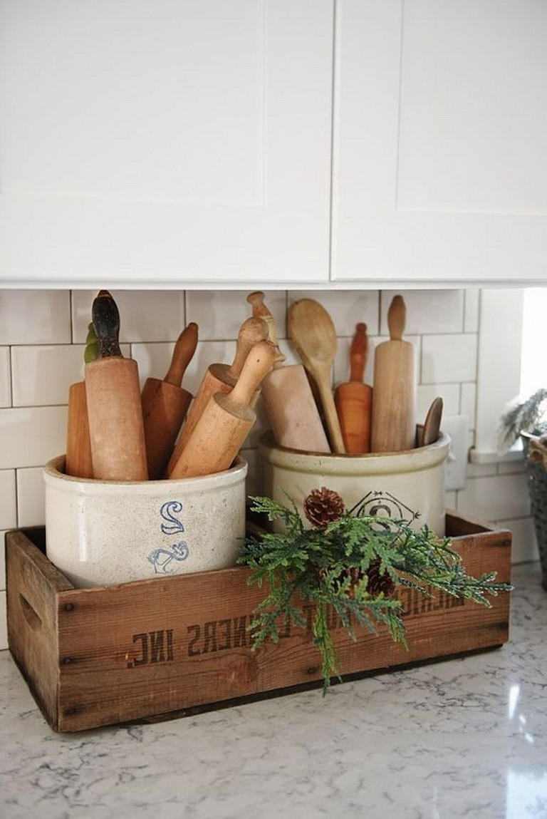 Деревянные ящики для декора на кухню
