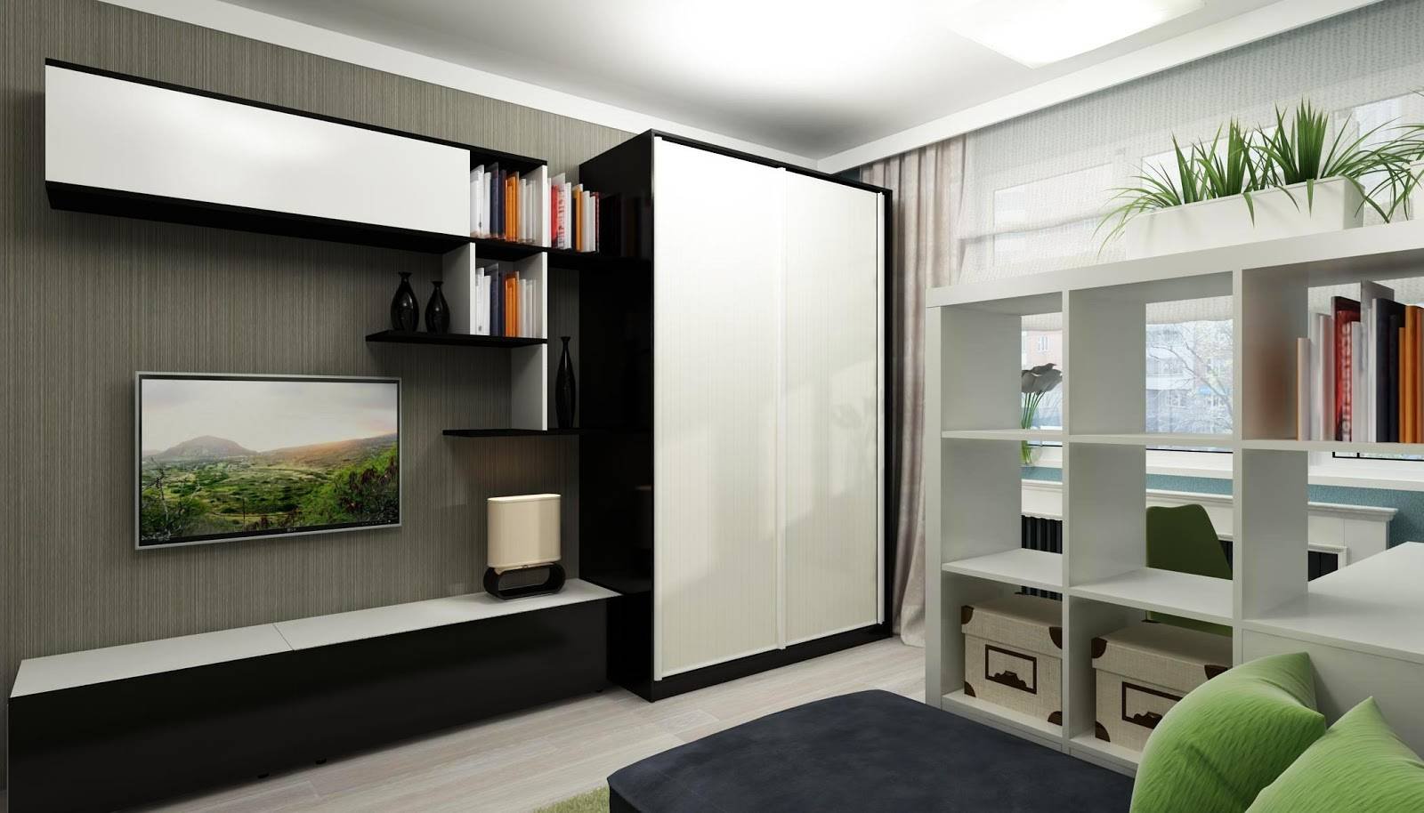 Дизайн однокомнатной квартиры со шкафом