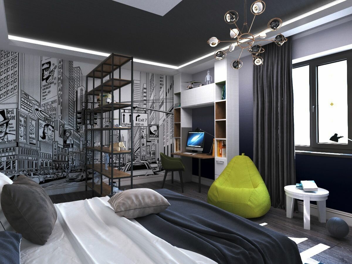 дизайн комнаты для молодого человека в современном стиле