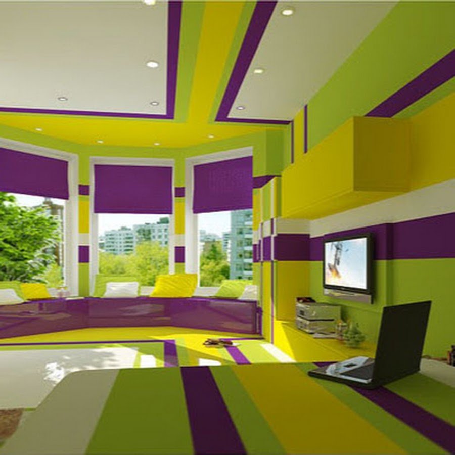 Желто фиолетовая комната