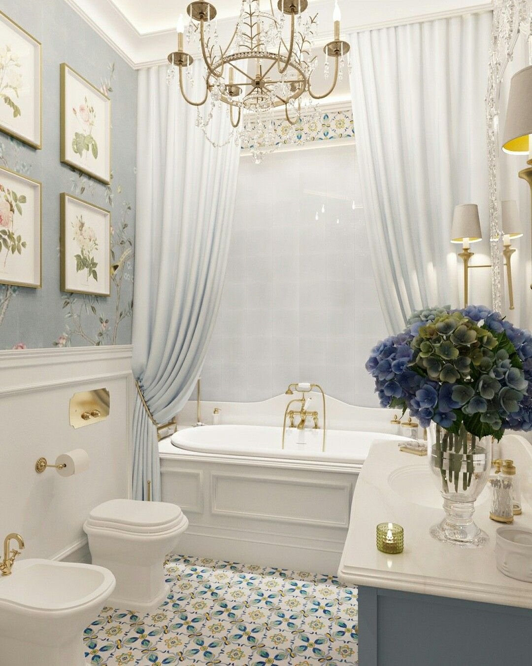 Маленькая ванная комната в стиле Прованс (35 фото)