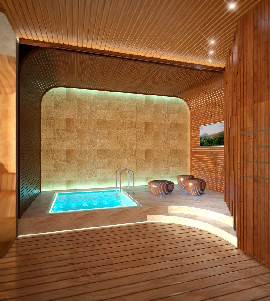 Современная баня с бассейном