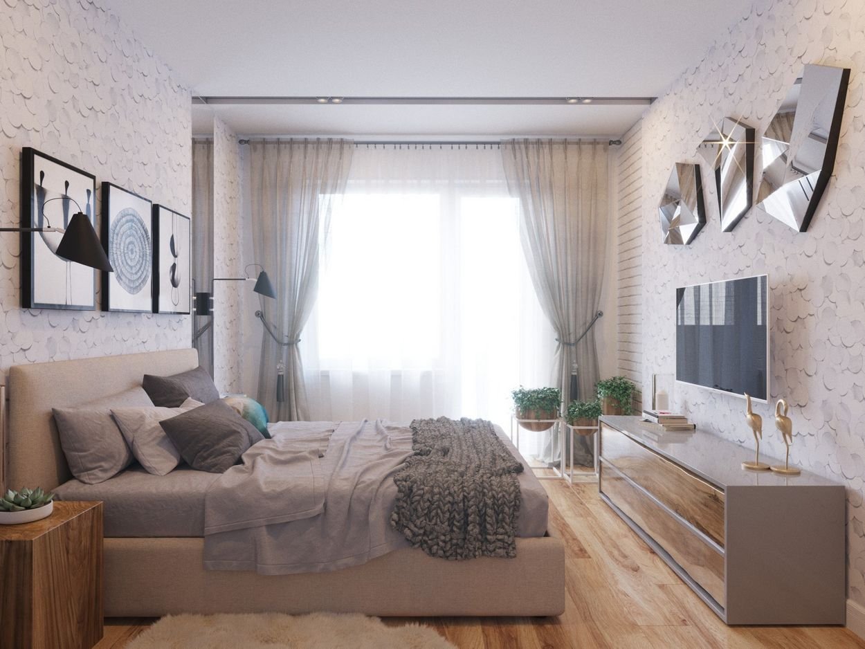 Дизайн однокомнатной квартиры 40 кв м фото в современном стиле для семьи