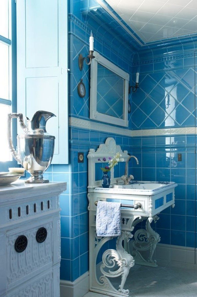 Синяя ванная комната Прованс