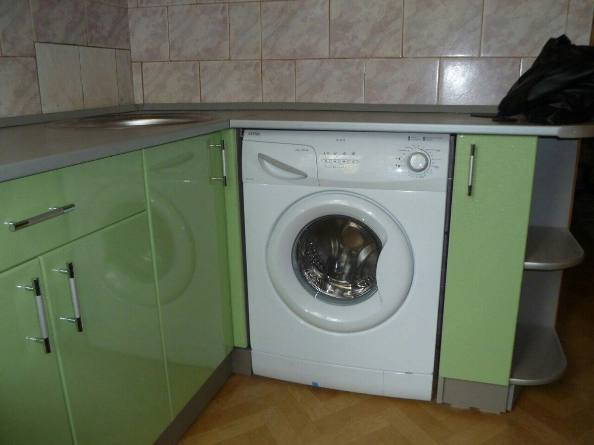 установка стиральной машины под раковину на кухню