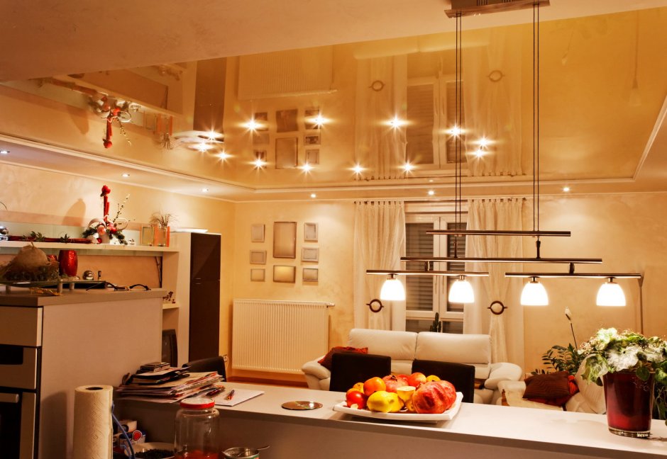 Светильники на кухне на потолке