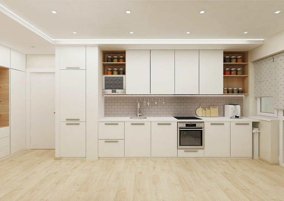 Стильная кухня с открытыми полками