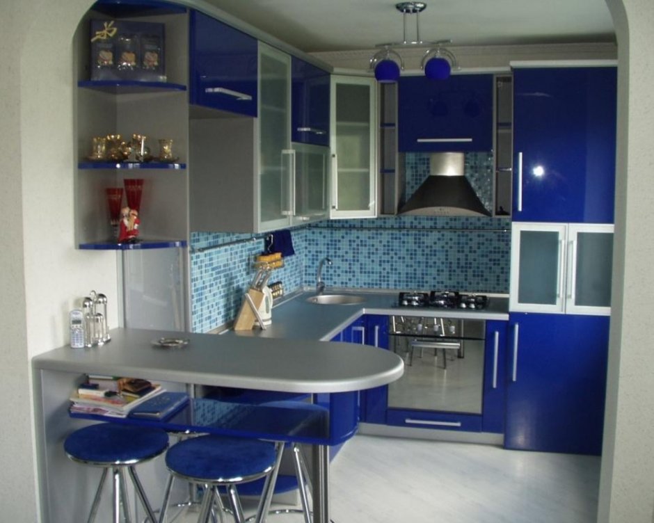 Красивые кухни синего цвета