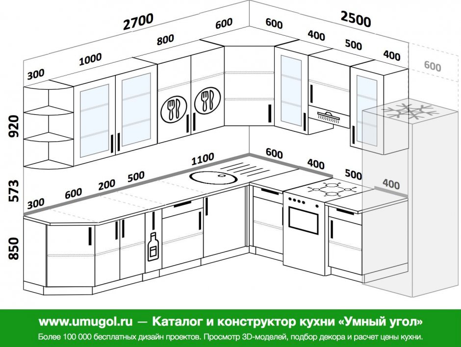 Кухонный гарнитур проекция