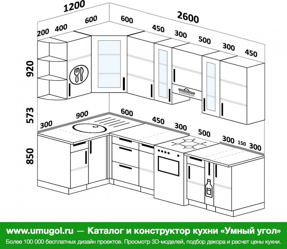 Проекты угловых кухонь с площадью 5,8