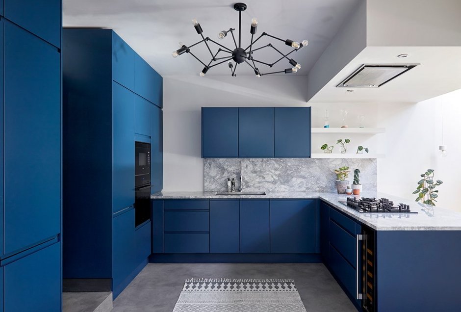 Кухня в синем цвете сочетание цветов