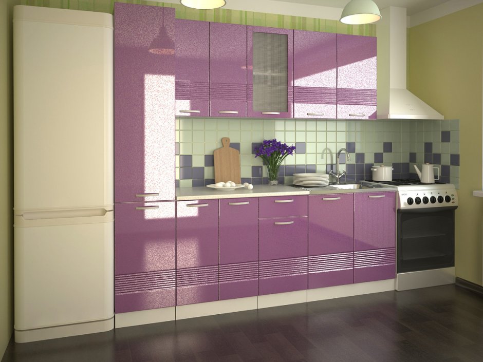 Стендмебель кухня Глория фиолетовый металлик