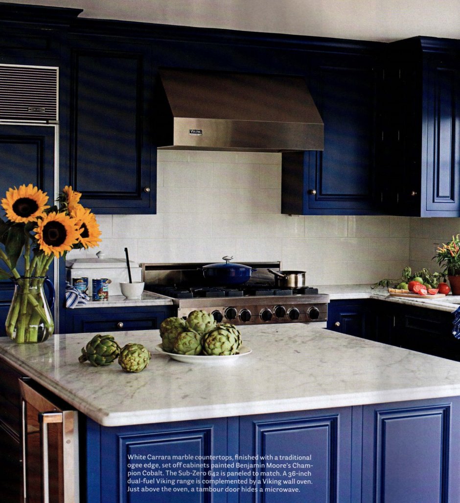 Цветовые решения кухни синий