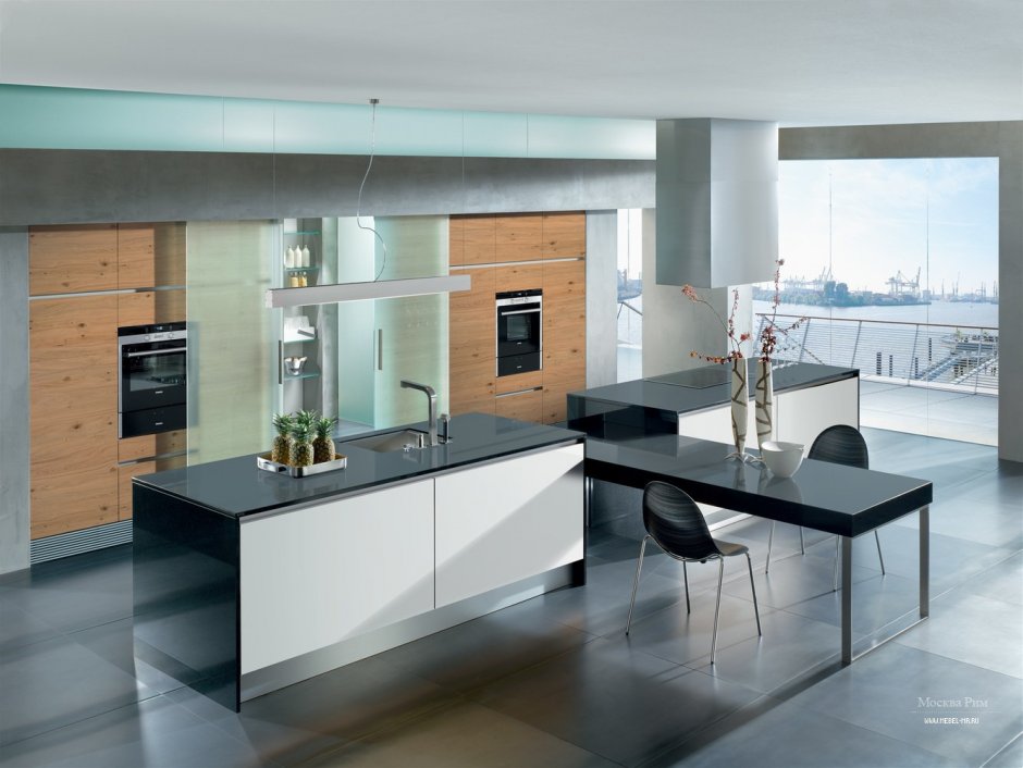 Кухонный гарнитур современный со стеклом