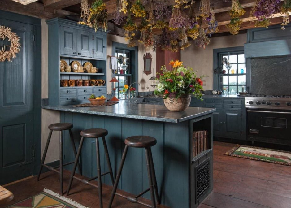 Кухня в стиле Сканди синяя