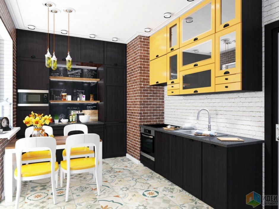 Кухня в желто черном цвете (64 фото)