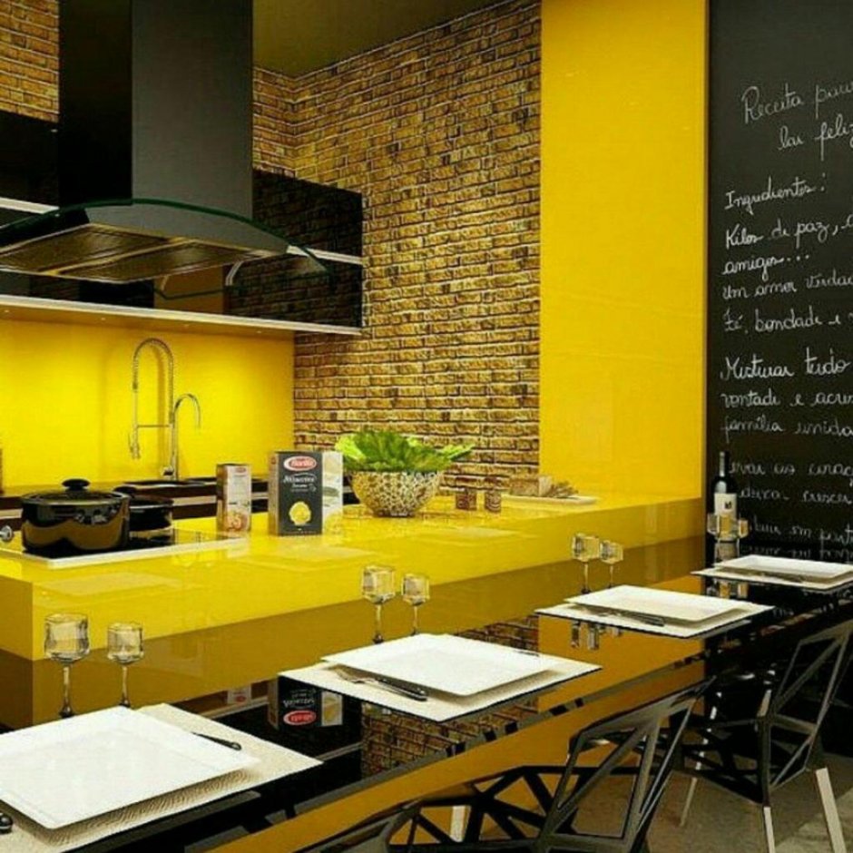 Кухни желтого цвета в стиле лофт