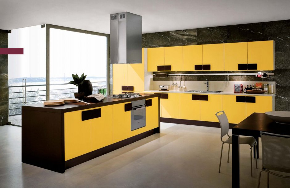 Кухни в стиле Модерн желтые