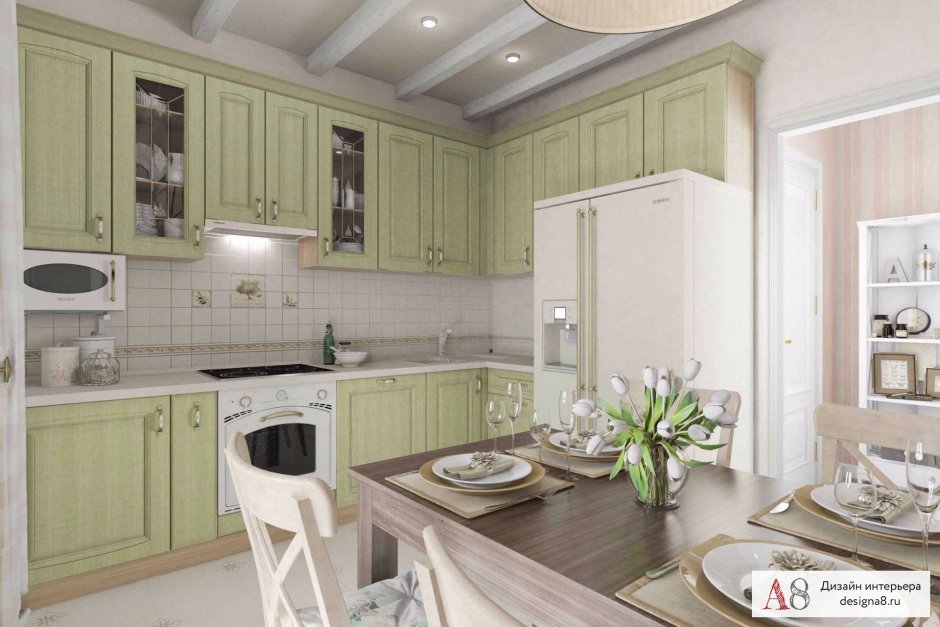 SV мебель кухни Прованс фисташкового цвета