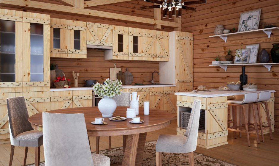 Кухонный гарнитур в деревянном стиле