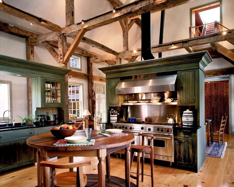 Кухни для дома с высокими потолками