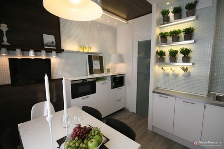 Дизайн кухни-гостиной 14м2