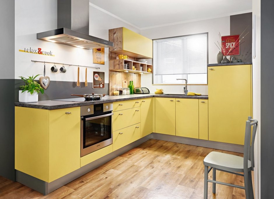 Кухня в желто сером цвете