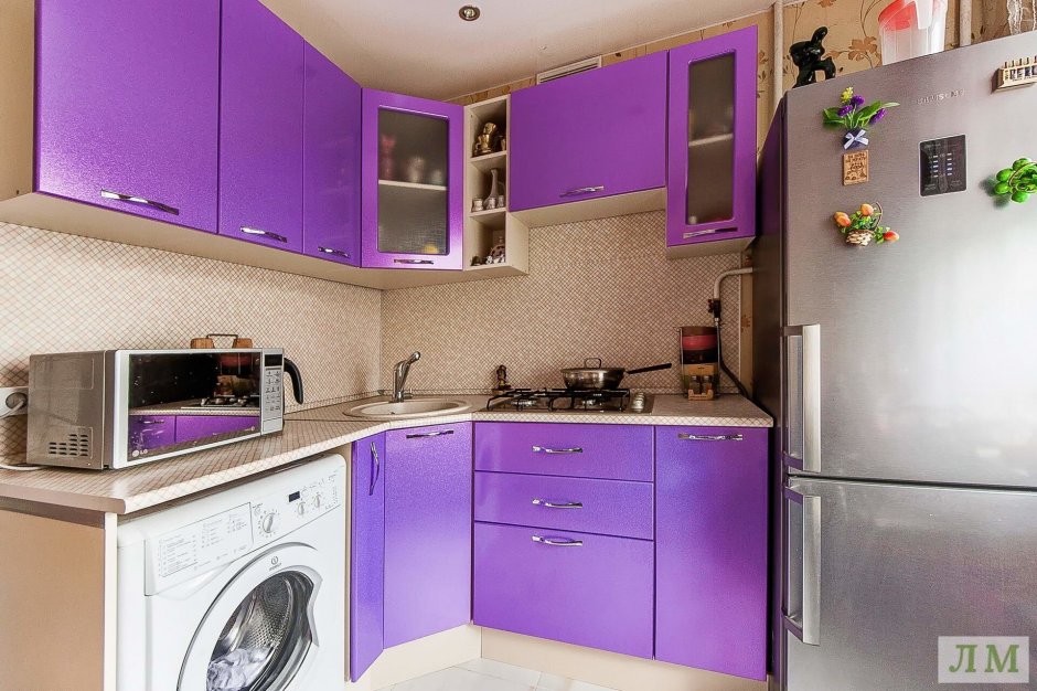 Кухни угловые маленькие фиолетовые