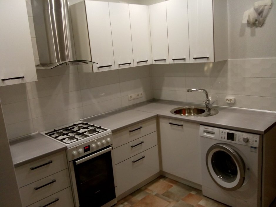 Кухонный гарнитур угловой со стиральной машиной