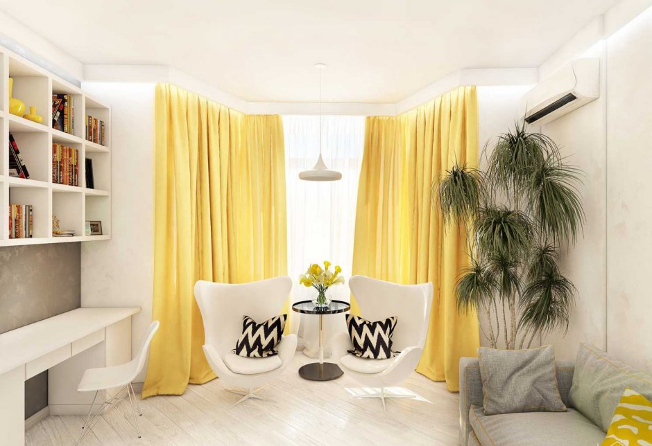 Желтый текстиль в интерьере