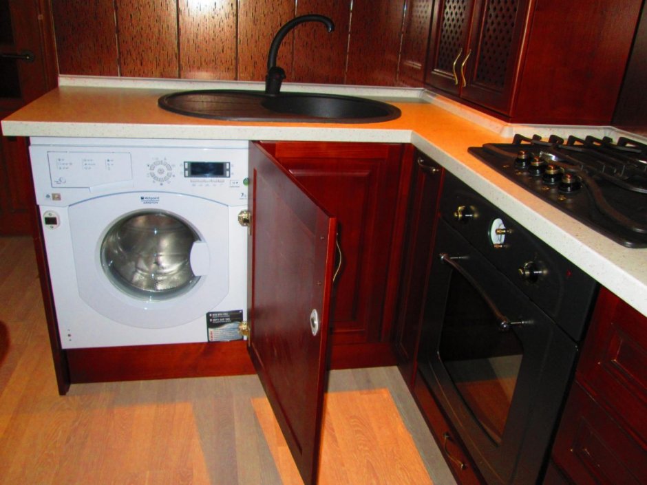 Встроить стиральную машину в кухню своими руками