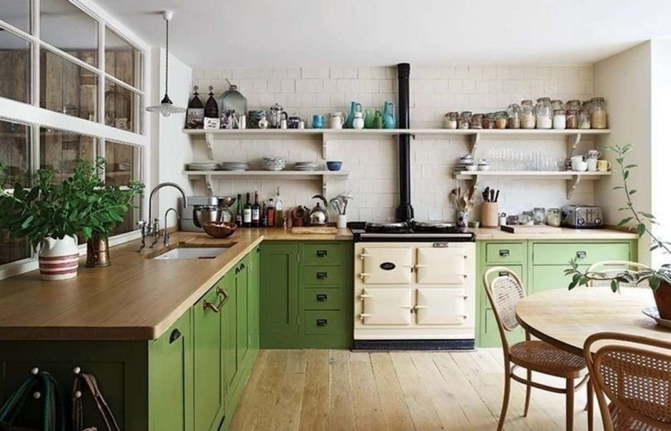 Кухня икеа зеленого цвета в интерьере