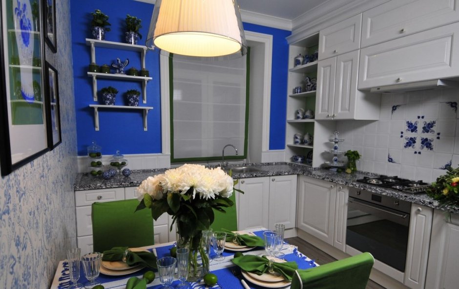Кухня в серо синих тонах