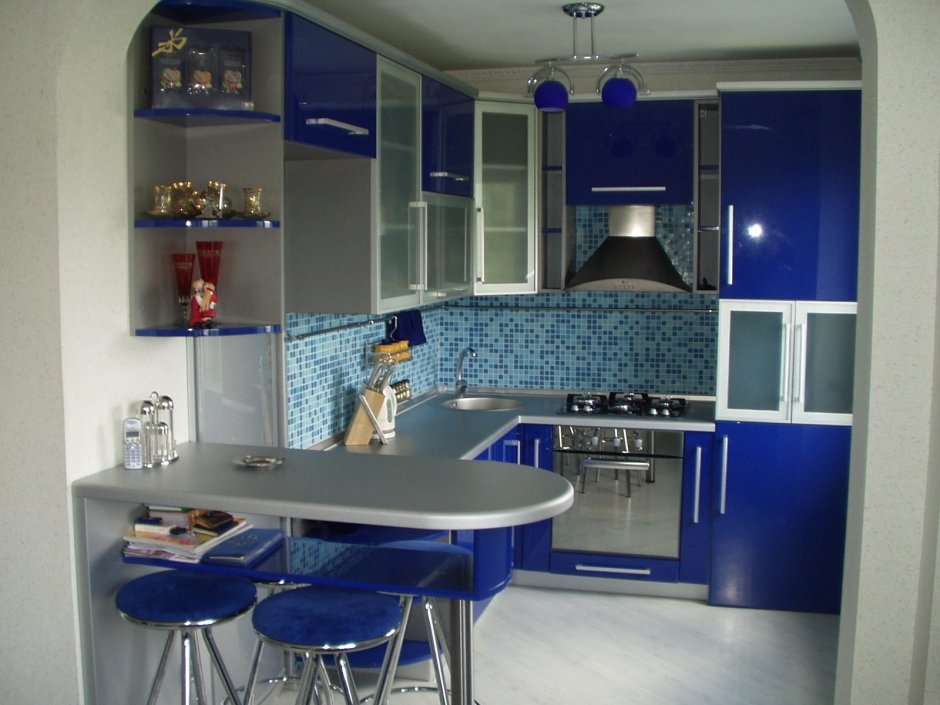 Красивые кухни синего цвета