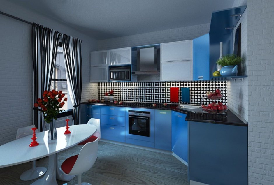 Сине серая кухня (65 фото)