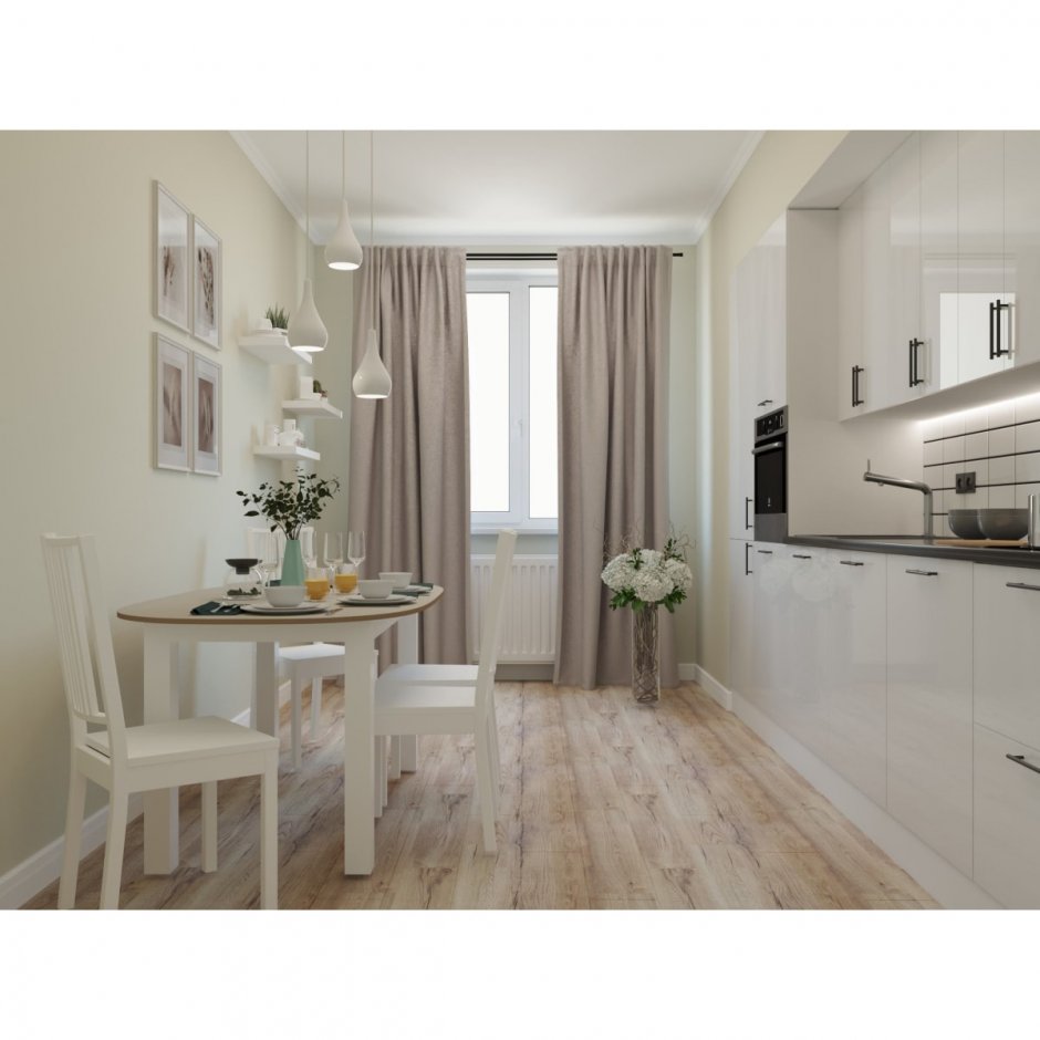 Дизайн белой кухни в квартире