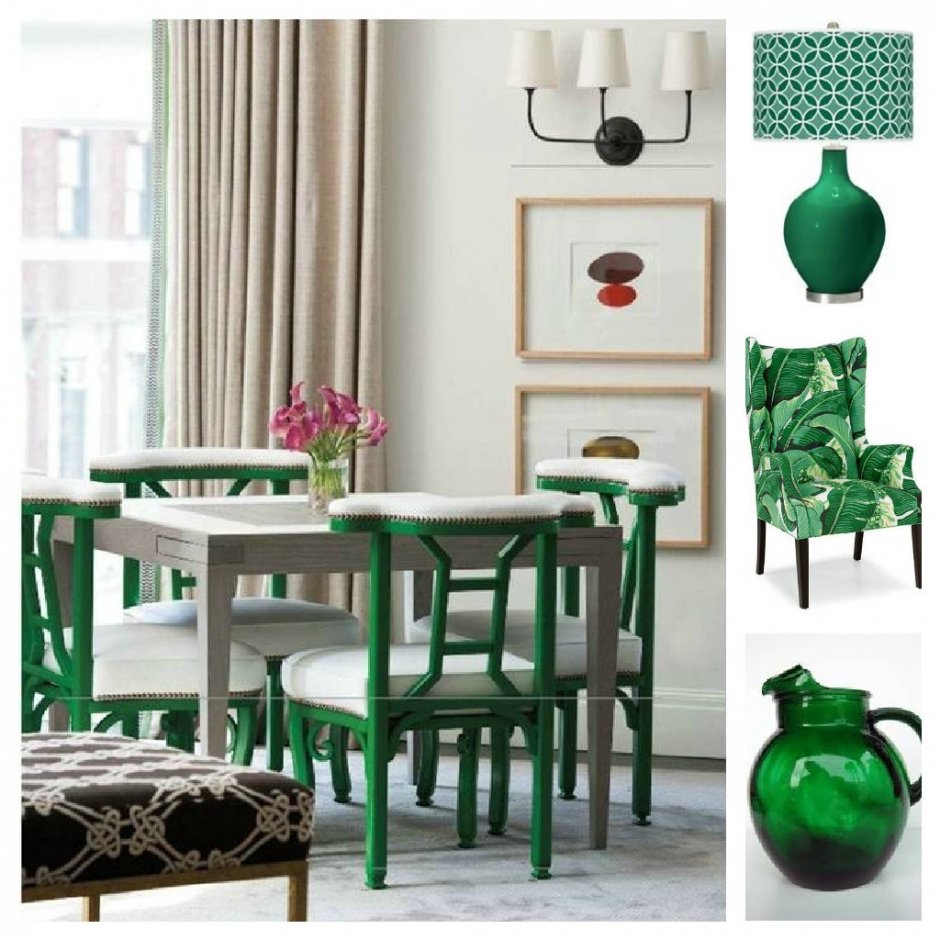 Кухня в скандинавском стиле зеленые стулья