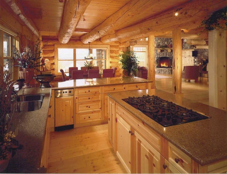 Красивые кухни в деревянном доме