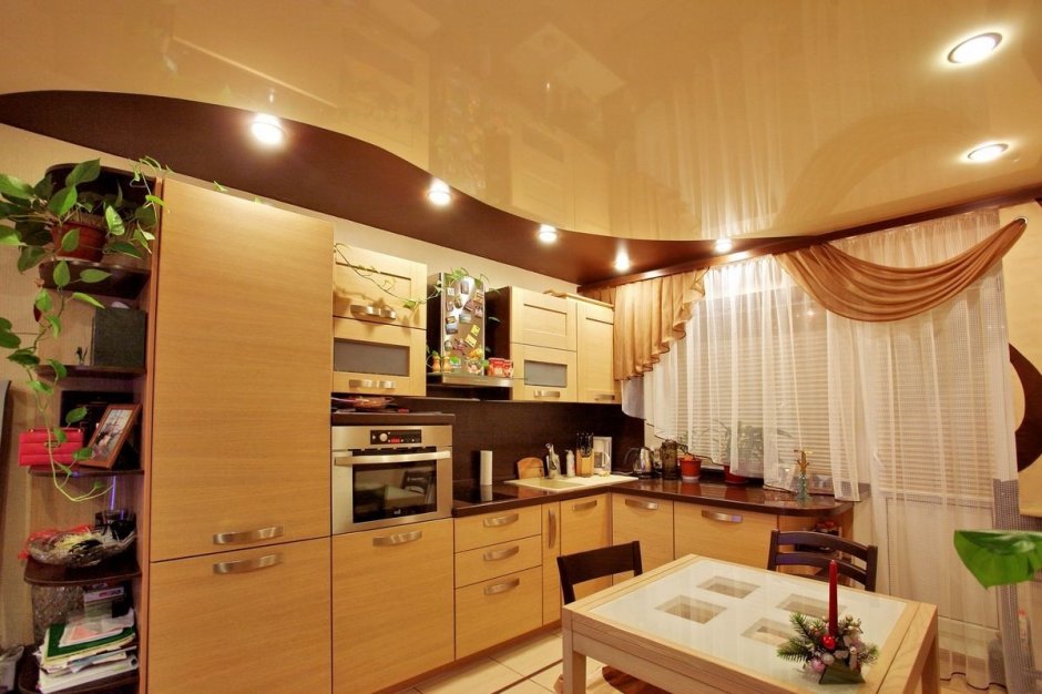 Подвесной потолок двухуровневый на кухню