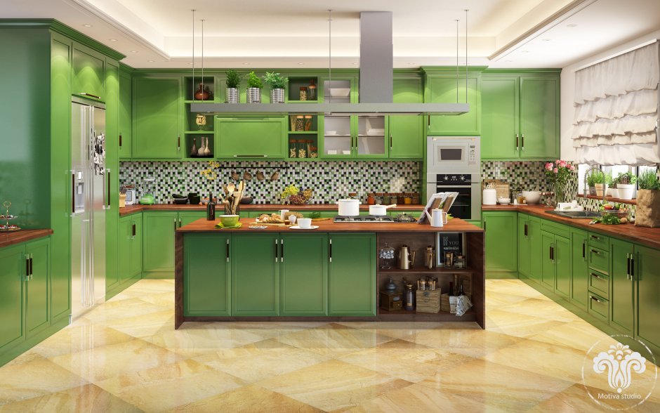 Кухня Прованс зеленая