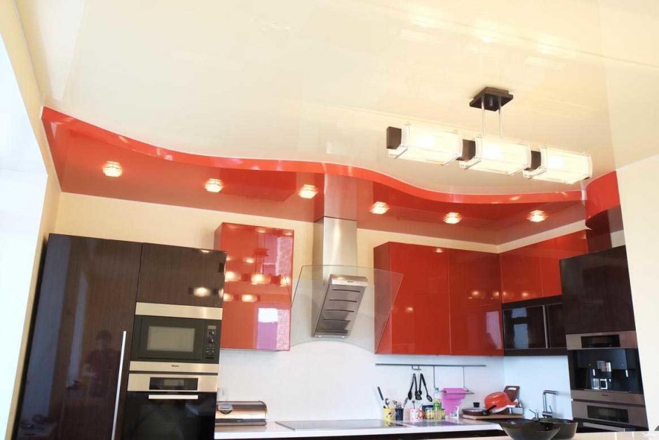 Гипсокартонные потолки на кухне