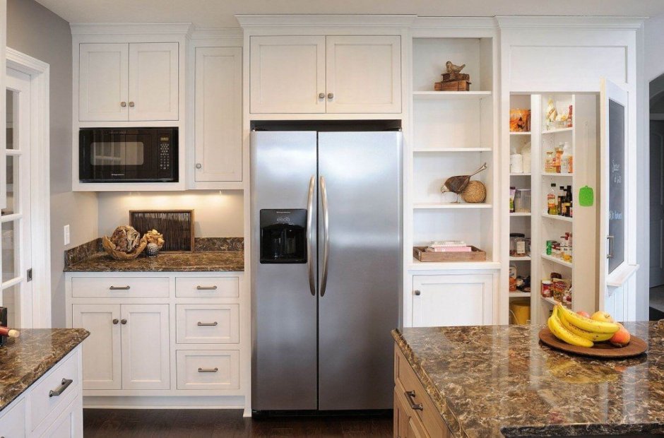 Холодильник Side by Side в интерьере кухни икеа