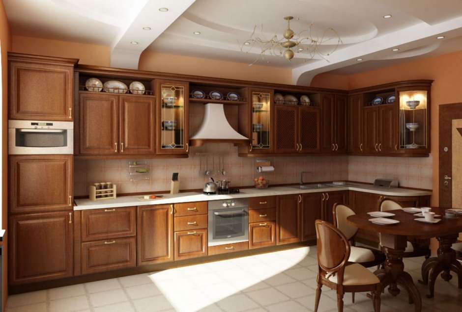 Кухня в классическом стиле коричневая