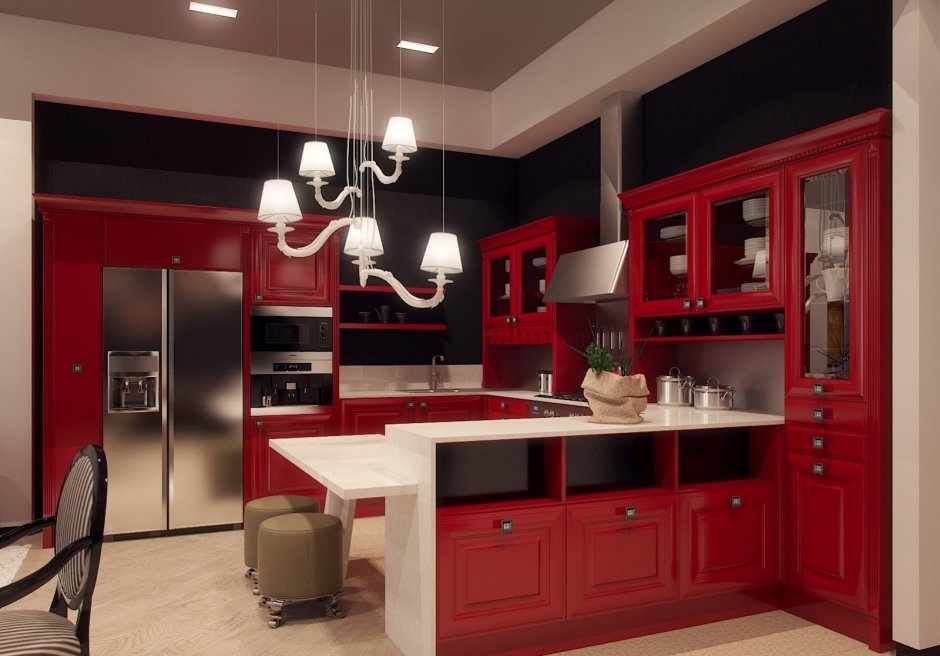 Кухня в красно черном цвете