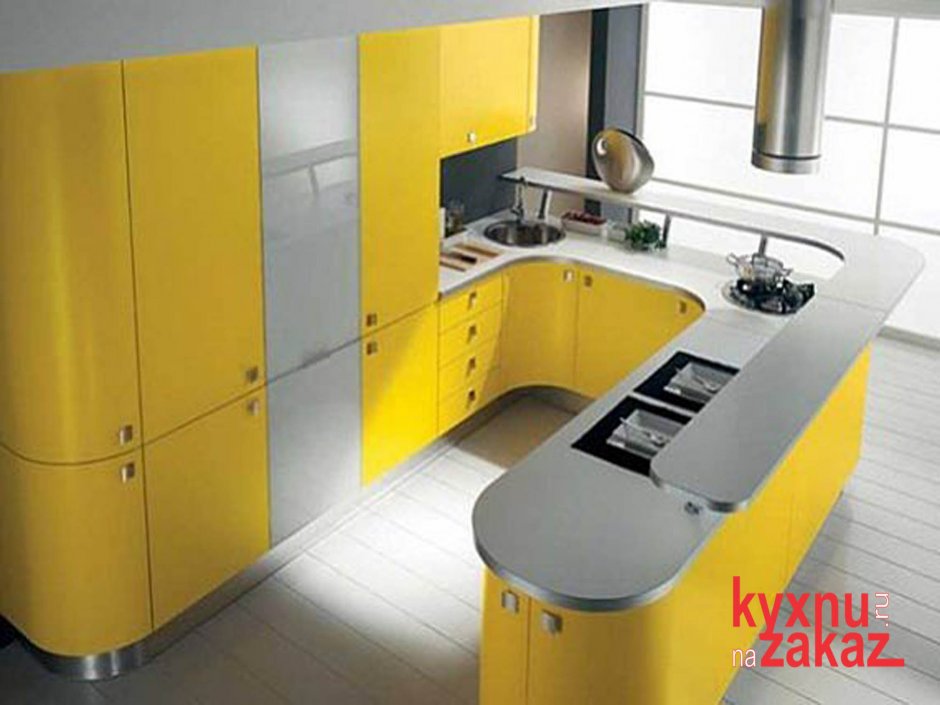 Кухни в желтом цвете в современном стиле